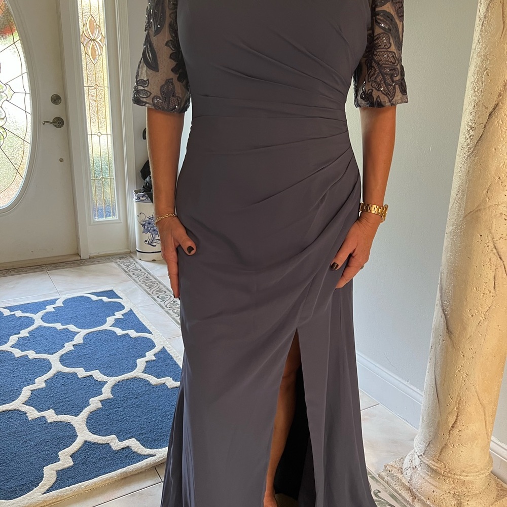 JJs House Dusty Blue Lace Maxi Dress - Picture 8 of 12